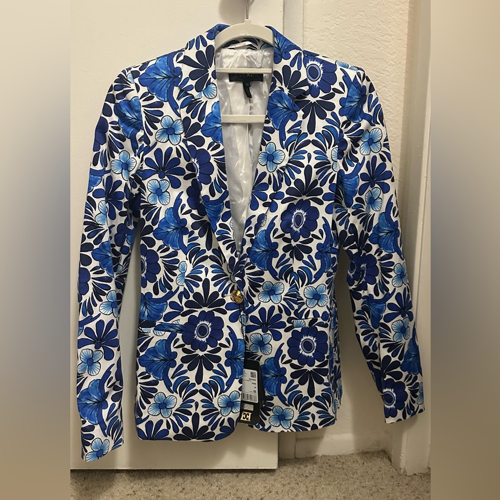 NWT Escada Brikenanton Floral/Blue Women's Blazer